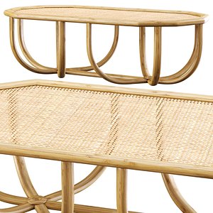 Spider rectangle rattan coffee table 3D model