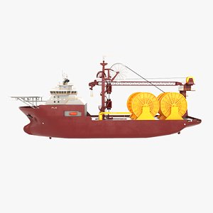 3D Offshore Pipe Layer Vessel - PBR Subsea Construction Ship model