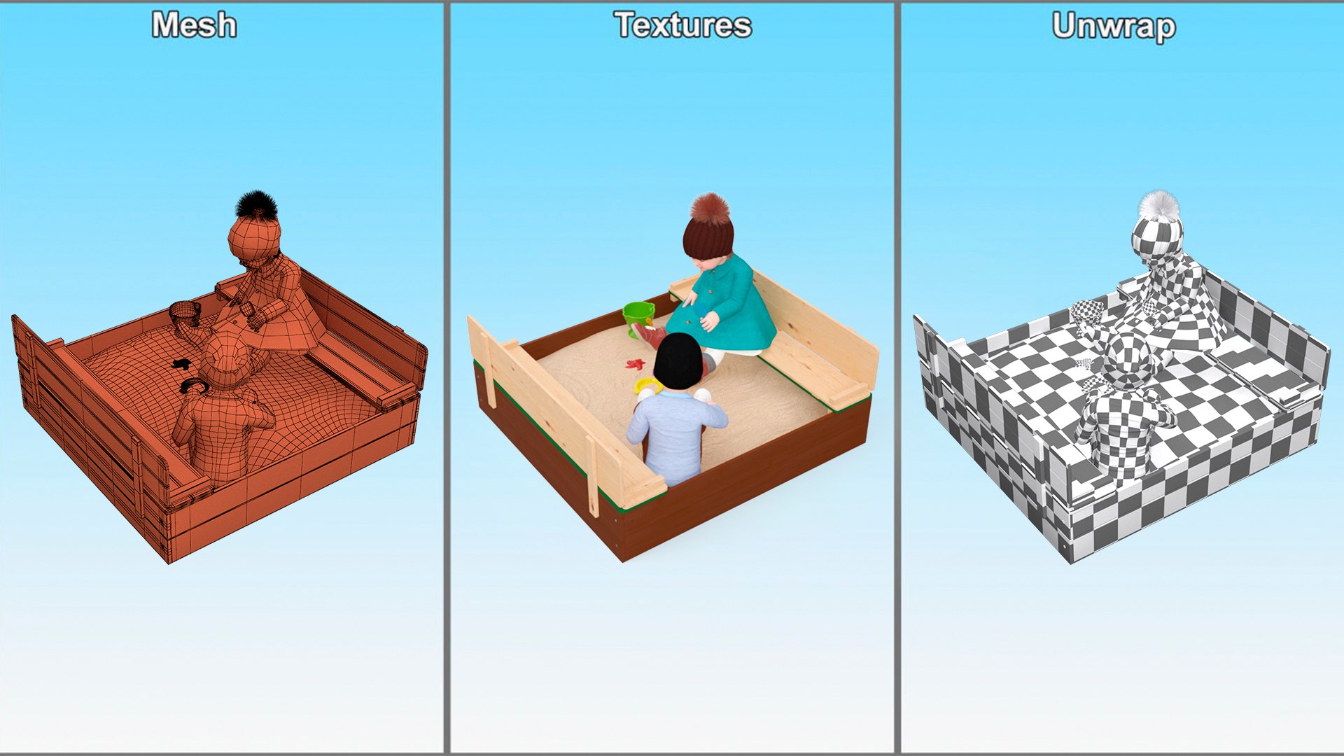 Toddler Children In Sandpit 3D Model - TurboSquid 2290743