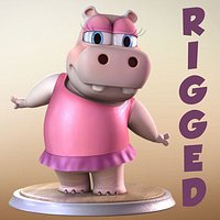 Maya Cartoon Character Hippo