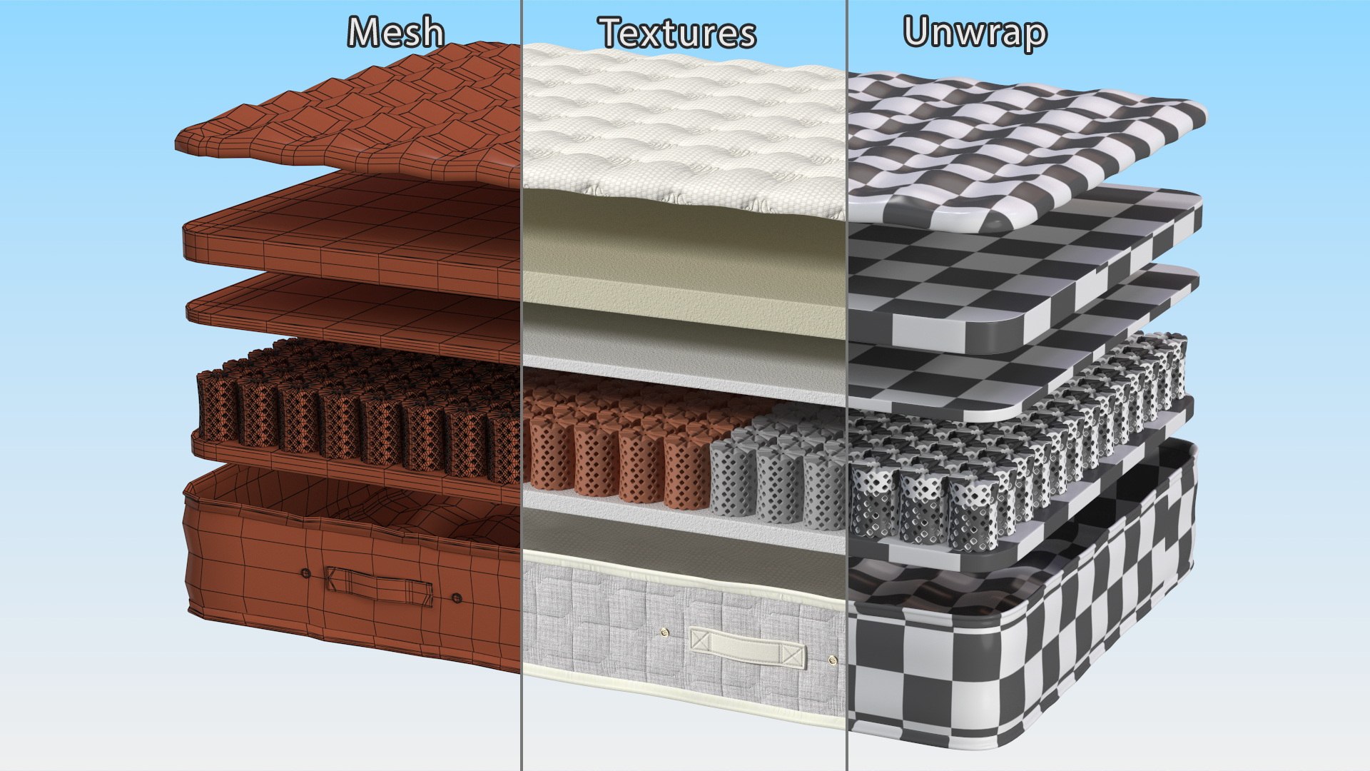 Sleeping Mattress Structure 3D model https://p.turbosquid.com/ts-thumb/Ny/kMagwr/yr/sleepingmattressstructure3dmodel022/jpg/1707510536/1920x1080/fit_q87/4cd71adcd9e775671877607e377632edf6f580a0/sleepingmattressstructure3dmodel022.jpg