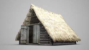 3D ancient building thatched