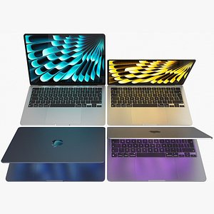 Apple MacBook Air 13 M3 2024 All Colors Rigged 3D model