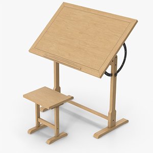 Wooden Draft Table And Stool