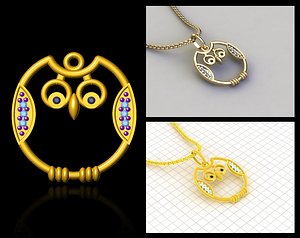 owl pendant stl prototyping 3d 3dm