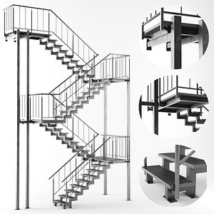 3D Metal outdoor stair