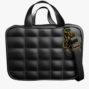 3D Handbag 3D Model Quilted Black Purse with Gold Hardware model
