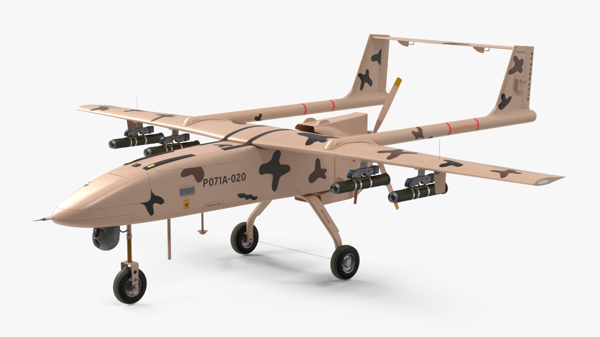 Camouflage Iranian Drone Mohajer-6 with Camera 3D model preview