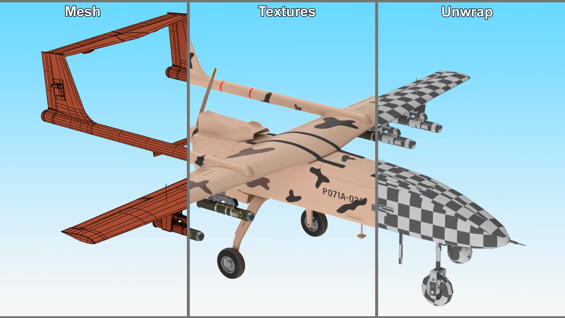 3D Camouflage Iranian Drone Mohajer-6 with Camera https://p.turbosquid.com/ts-thumb/Nz/avRGl5/zu/camouflageiraniandronemohajer6withcameramb3dmodel019/jpg/1727847866/1920x1080/fit_q87/45d881bf3e4ba4259415c973042edeb7f167f8b6/camouflageiraniandronemohajer6withcameramb3dmodel019.jpg