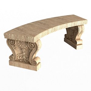 Stone Bench 03 Curved