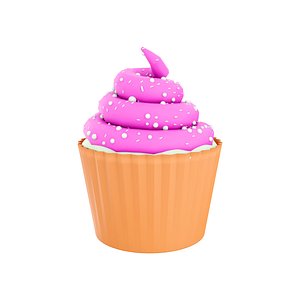 3d cute pink cupcake icon 3D model
