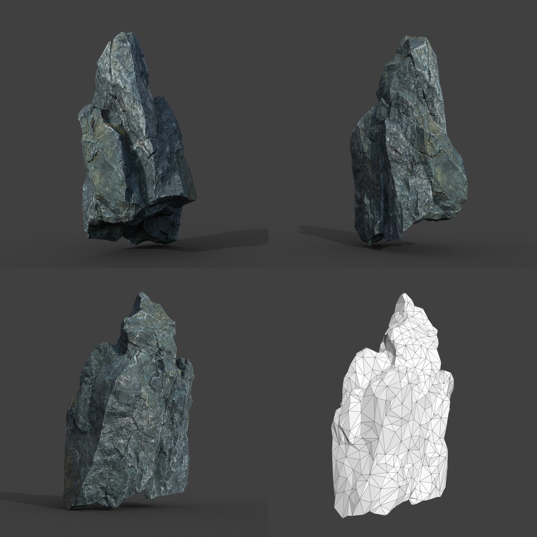 3D 9 Low poly PBR Sharp Rock - TurboSquid 2163653