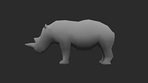 3D model Low poly rigged and animated rhino