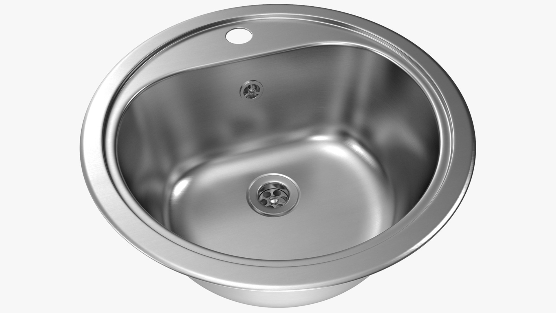 Oval Stainless Steel Inset Sink 3D model preview