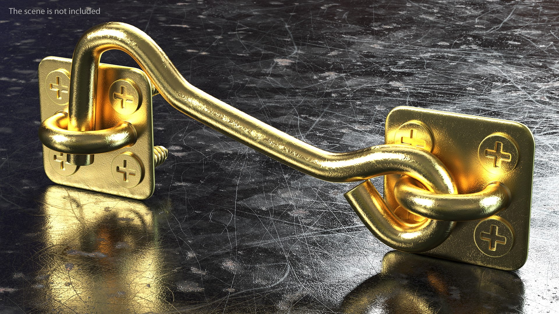 3D Hook And Eye Latch For Sliding Door Gold Model - TurboSquid 1857935