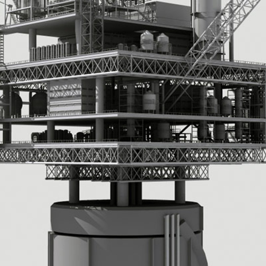 spar oil platform 3d model