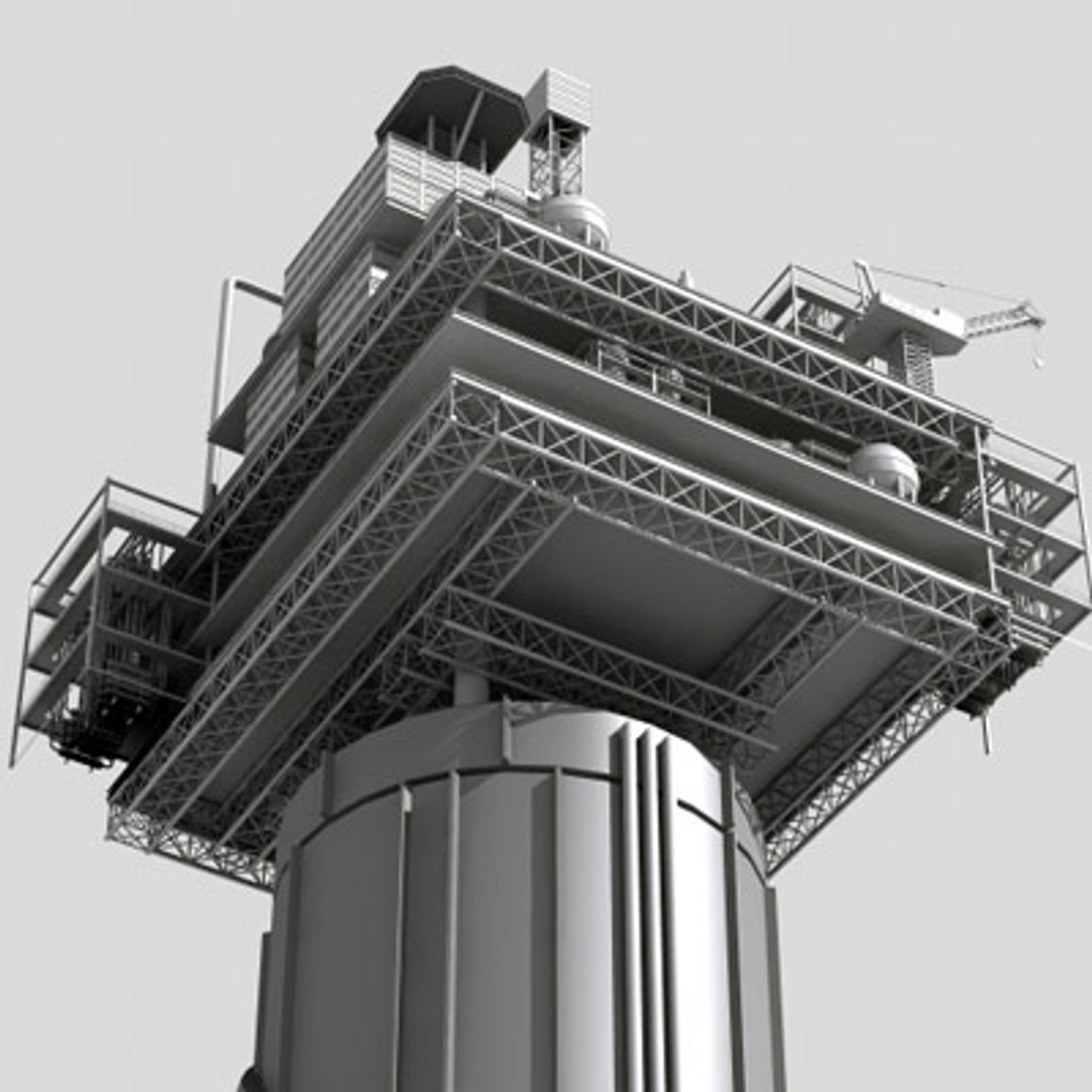 Spar Oil Platform 3d Model