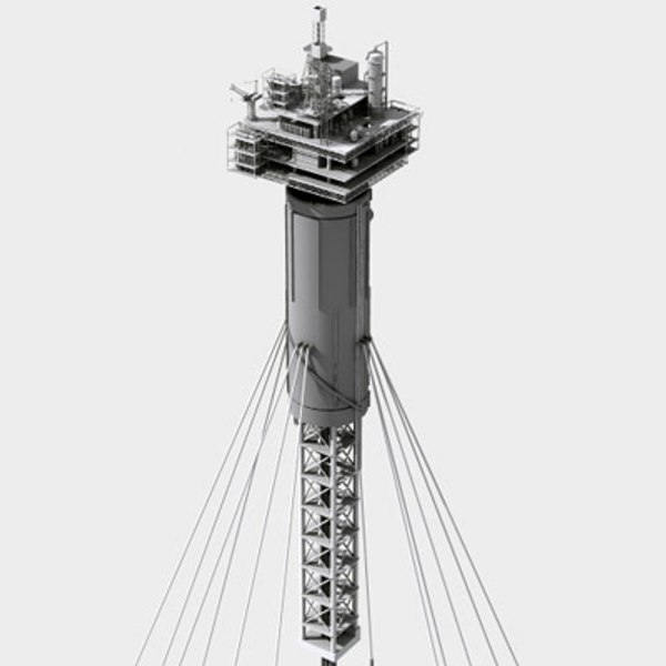 spar oil platform 3d model