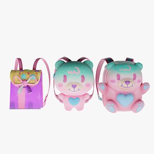 Bag 3x Jelly Bear Backpack 3D model