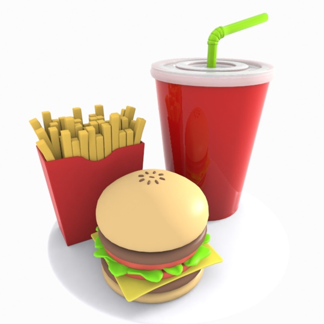 卡通汉堡包餐3d模型 - turbosquid 960418