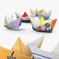 Paper Boats with Childrens Drawings