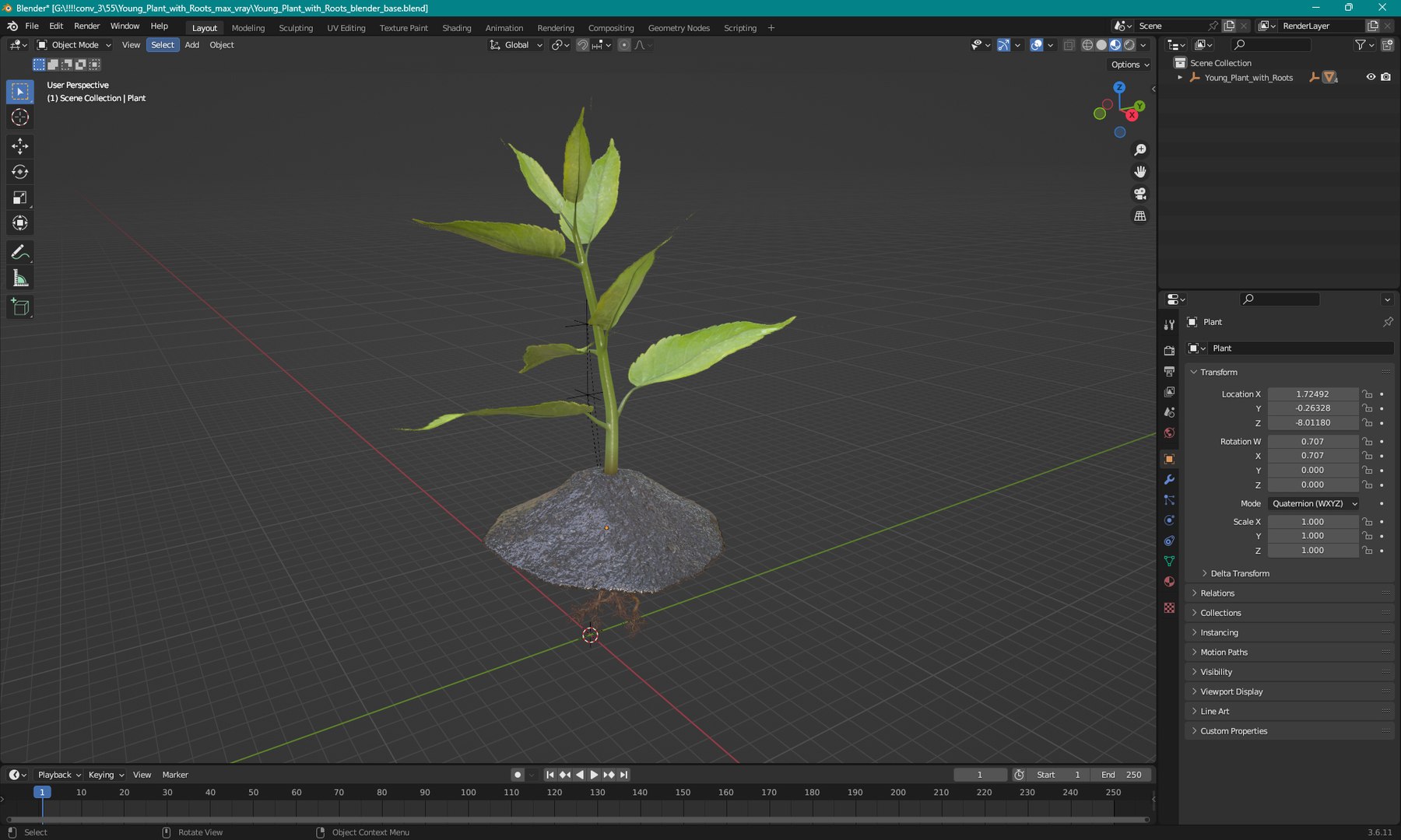 3D Young Plant With Roots - TurboSquid 2310864