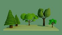 Pack x5 LowPoly Forest tree