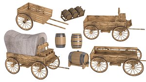 wooden wagon collection model