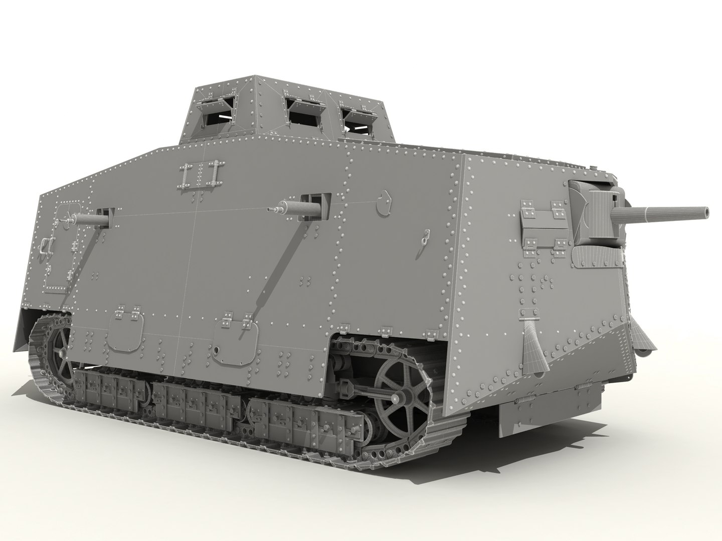 New 1/72 Scale WWI German A7V Heavy Tank Tri Color Camouflage 3D Diecast Model E - Foto 9