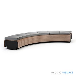 3d padded wooden bench