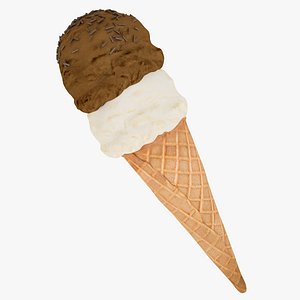 3d double ice cream cone