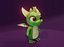 Animated Cartoon Baby Dragon 3d Model Green