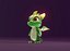 Animated Cartoon Baby Dragon 3d Model Green
