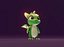 Animated Cartoon Baby Dragon 3d Model Green