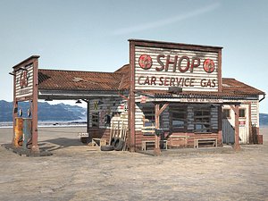 3D abandoned gas station