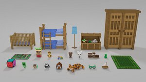 minecraft library models: childrens 3d c4d