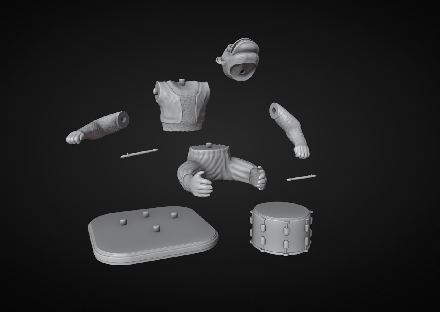 3D Monkey Drummer Toy https://p.turbosquid.com/ts-thumb/O0/tVpHyb/YL/3themonkeydrummertoy/jpg/1743160451/1920x1080/fit_q87/f2dcad187c794327d0b0c35bacc322d2c1f577ee/3themonkeydrummertoy.jpg