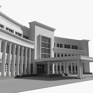 Classical University Campus Building White 3D