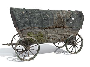 Wild West Waggon low poly