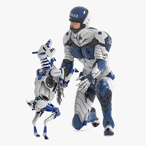 3D Sci Fi Cop with Robotic Dog Rigged