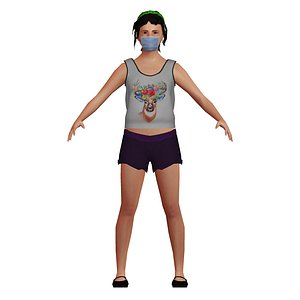 3D adult asian woman face model
