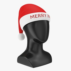 Store display mannequin head with Santa hat model