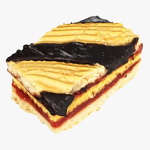 Shortbread cake with jam and chocolate 3D