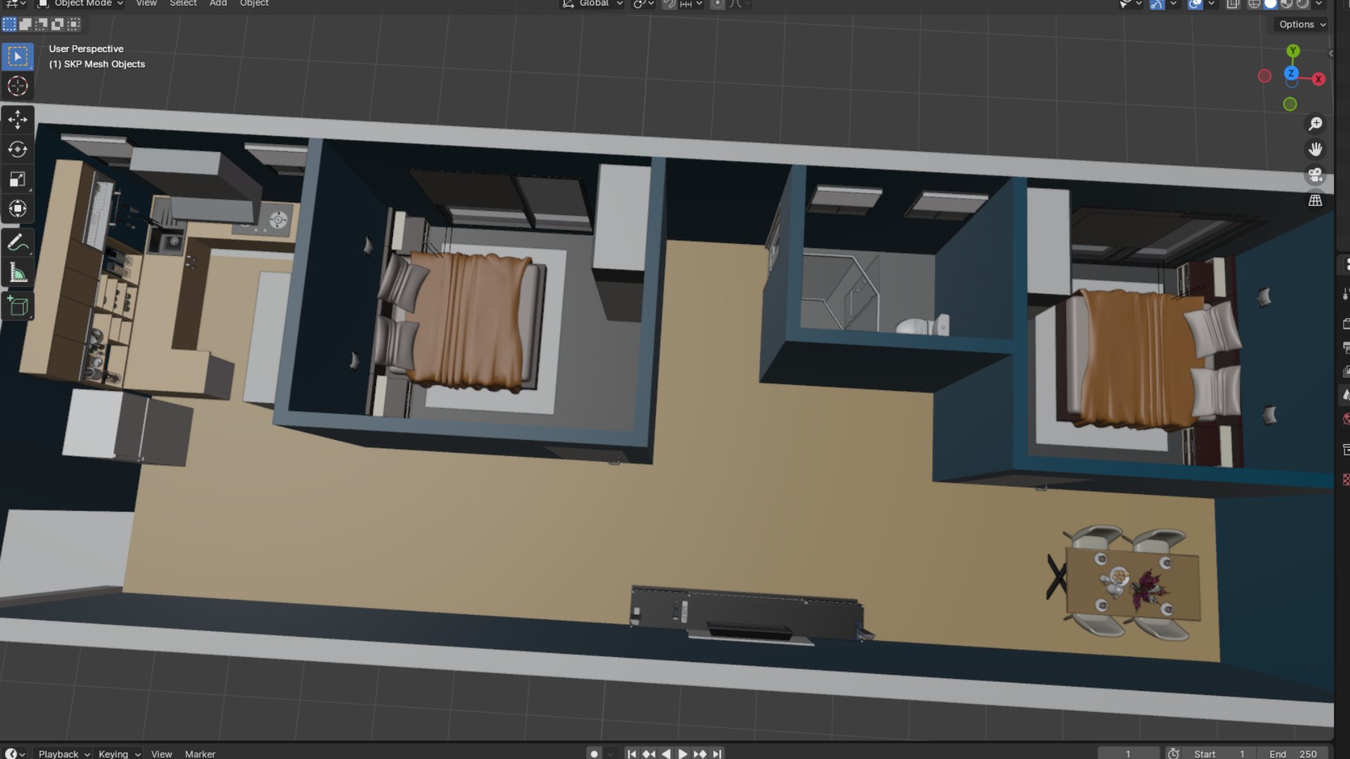House Interior Design With Bedrooms Kitchen And Living Hall 3D Model ...
