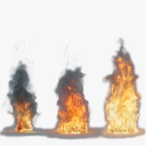 Low Rez 3D Fire with 3 different Flame sizes perfectly Loopable in 120 frames - VDB Model