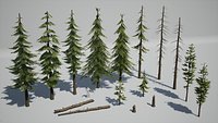 Pine Trees - High Quality Low-Poly Models -UE4-Unity-Vray-Corona