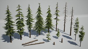 Pine Trees - High Quality Low-Poly Models -UE4-Unity-Vray-Corona