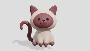 Cute Siamese cat sitting 3D