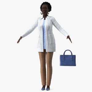 Black Elderly Woman Everyday Style A-Pose 3D model