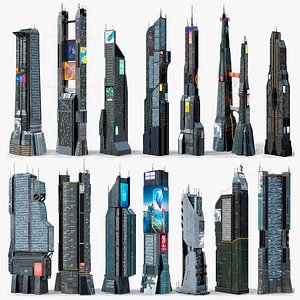 X14 Sci-Fi Futuristic Skyscrapers PBR Buildings Collection